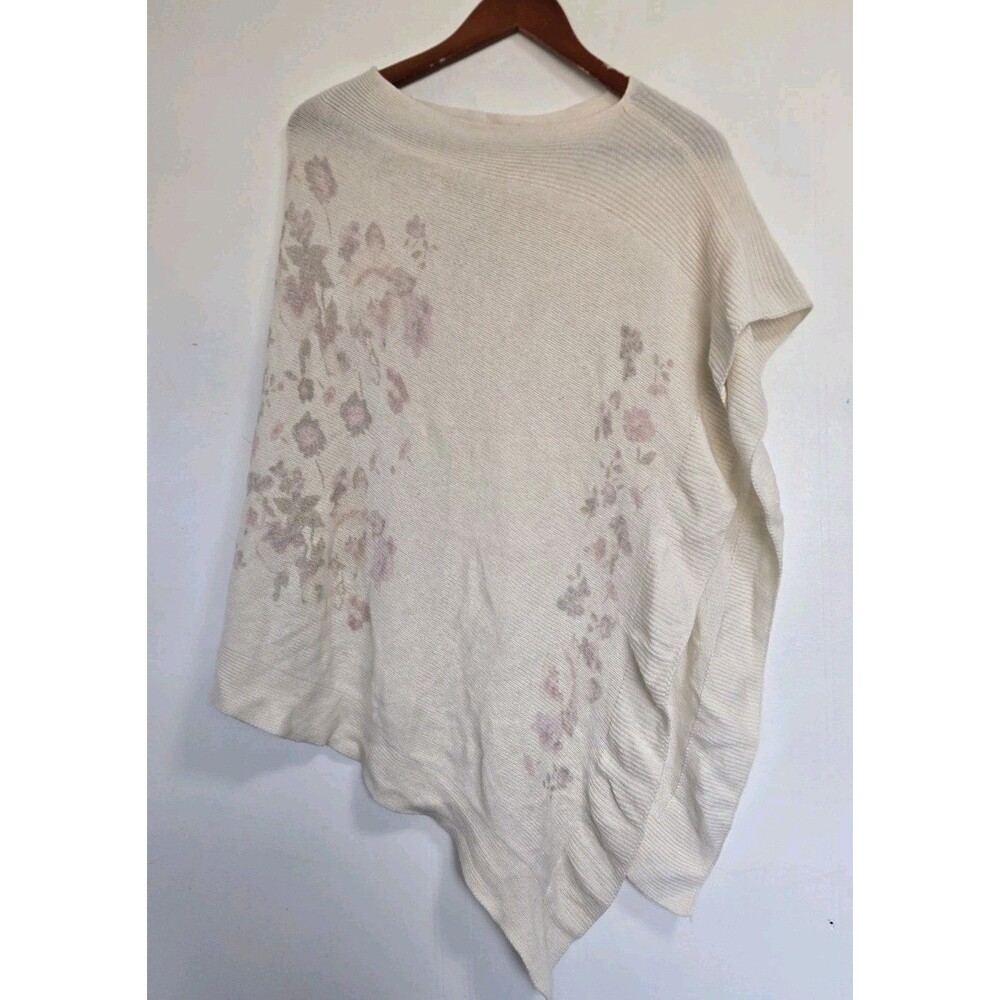 Nardi & Tagliaferri Poncho Sweater Womens One Sz Italy Floral Boho Cashmere Wool